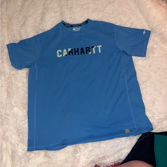 NWOT Carhartt Spell Out Relaxed Fit Shirt Blue Graphic 2XL - Picture 2 of 4